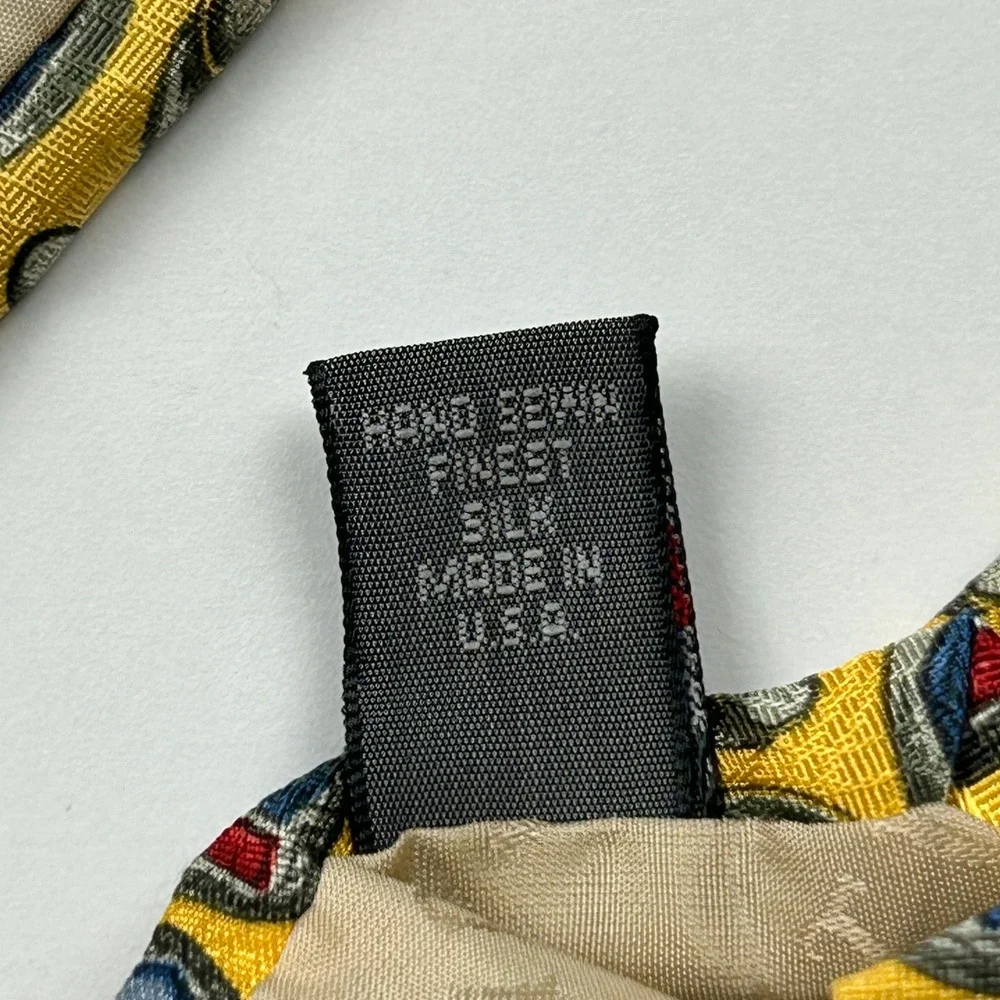 Vintage Robert Talbott Studio Nordstrom XL Yellow Paisley Silk Tie‎ USA